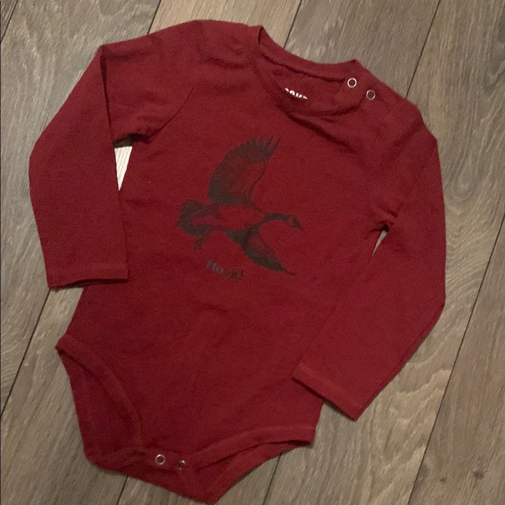 Red Bodysuit with Bird Graphic Design NEW